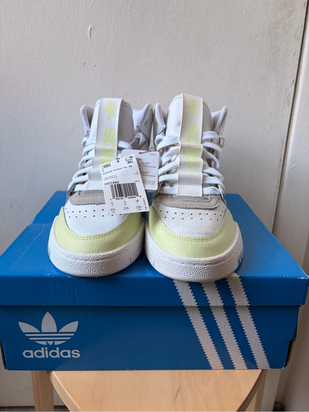 adidas women’s  Forum-Style Sneakers - White & Pale Yellow Accents